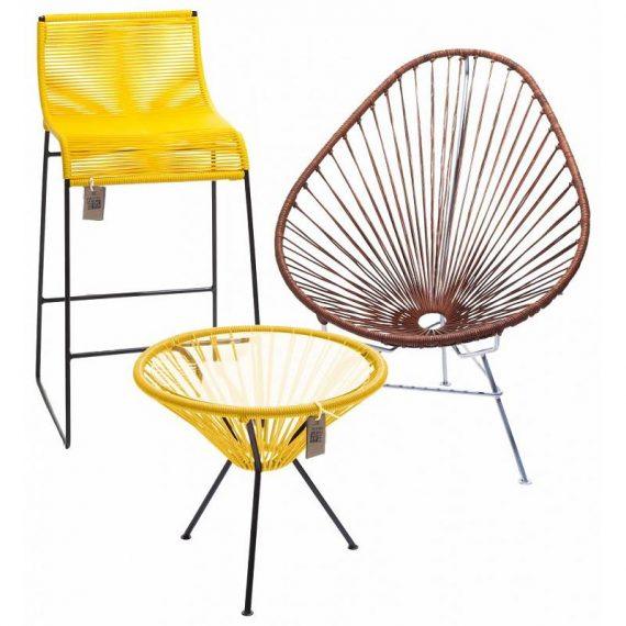 Yellow side table Fair Furniture with chairs